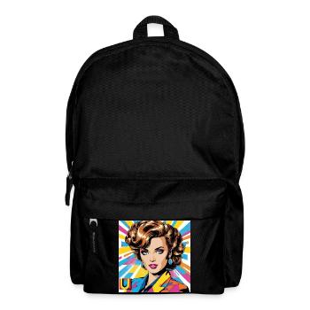 Portrait pop art femme rétro éclatante - Sac à dos - noir - Devant