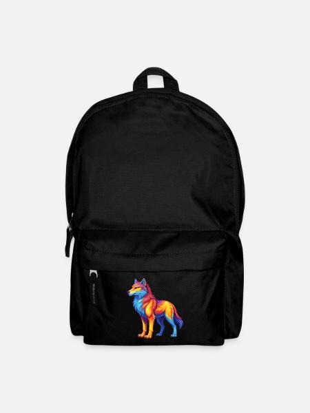 Arctic Wolf Bunte Kawaii Zeichentrickfigur - Rucksack - Schwarz