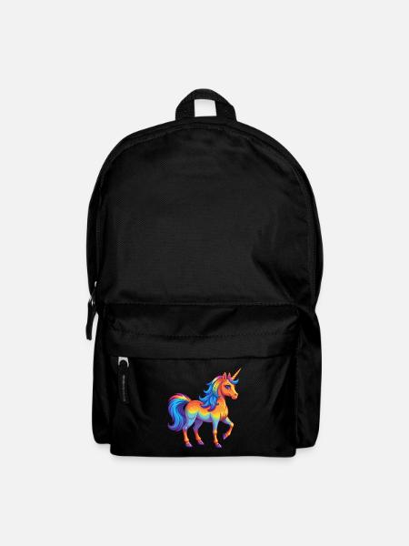 Licorne coloré Kawaii Dessin animé Personnage Clipart - Sac à dos - noir