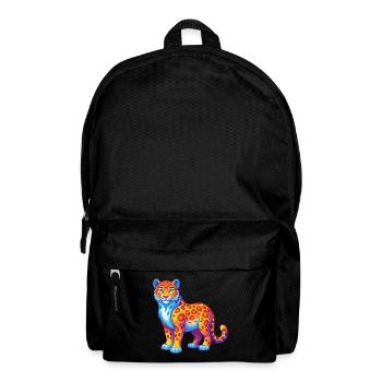 Snow Leopard Colorful Kawaii Cartoon Character - Backpack - black - Front