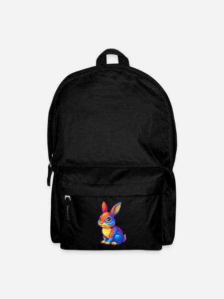Rabbit Colorful Kawaii Cartoon Character Clipart - Backpack - black