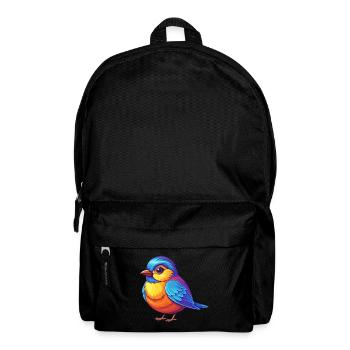 Mésange coloré Kawaii personnage de dessin animé oiseau - Sac à dos - noir - Devant