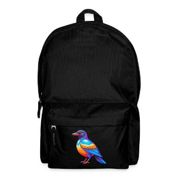 Pie coloré Kawaii Dessin animé Personnage Oiseau - Sac à dos - noir - Devant