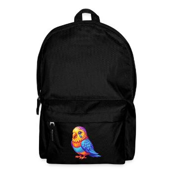 Wellensittich Bunte Kawaii Cartoon Figur Vogel - Rucksack - Schwarz - Vorne