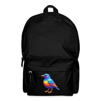 Étourneau coloré Kawaii Dessin animé Personnage Oiseau - Sac à dos - noir - Devant