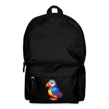 Macareux coloré Kawaii personnage de dessin animé oiseau - Sac à dos - noir - Devant
