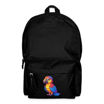 Perroquet coloré Kawaii personnage de dessin animé oiseau - Sac à dos - noir - Devant