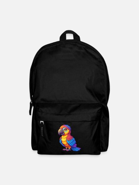 Papagei Bunte Kawaii Cartoon Figur Vogel - Rucksack - Schwarz