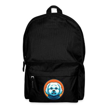 Bichon Frise Hund Niedliches Kawaii Cartoon Tier Logo - Rucksack - Schwarz - Vorne