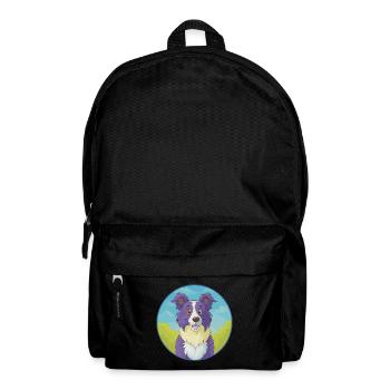 Border Collie Hund Niedliches Kawaii Cartoon Tier Haustier - Rucksack - Schwarz - Vorne