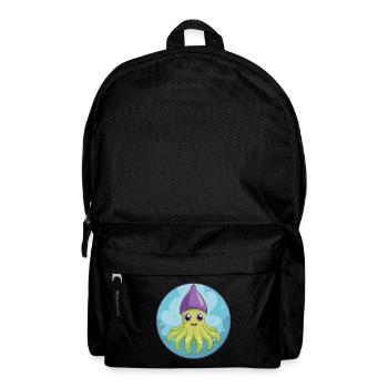 Squid Cute Kawaii Cartoon Clipart Animal Pet - Backpack - black - Front