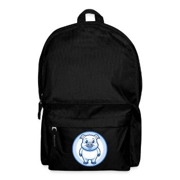Schwein Blau Niedlich Kawaii Cartoon Figur Clipart Haustier - Rucksack - Schwarz - Vorne