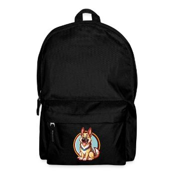 Deutscher Schäferhund Lustiges Kawaii Cartoon Tier - Rucksack - Schwarz - Vorne