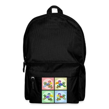 Bunte Papageien - Rucksack - Schwarz - Vorne