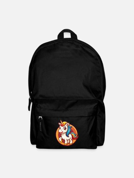 Licorne Drôle Kawaii Dessin animé Clipart Animal de compagnie - Sac à dos - noir