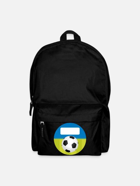 Schulaufkleber rund - Fußball blau grün - Rucksack - Schwarz