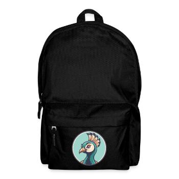 paon kawaii dessin animé personnage animal visage d’animal - Sac à dos - noir - Devant