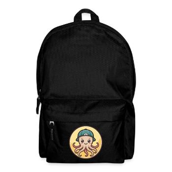 Octopus Kawaii Cartoon Character Animal Pet Face - Backpack - black - Front