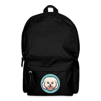 Bichon frisé chien race dessin animé Kawaii Clipart animal de compagnie - Sac à dos - noir - Devant