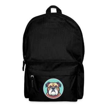 Bouledogue Chien Race Dessin animé Personnage Kawaii Clipart - Sac à dos - noir - Devant