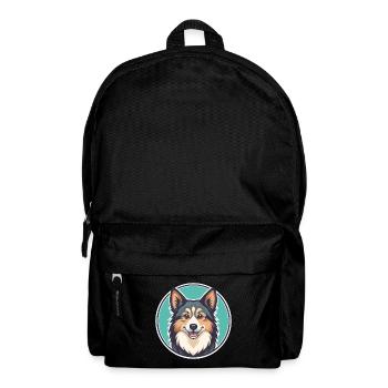 Chien de berger islandais Race de chien Dessin animé Kawaii - Sac à dos - noir - Devant