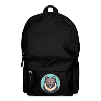 Keeshond Dog Breed Colorful Cartoon Kawaii Clipart - Backpack - black - Front