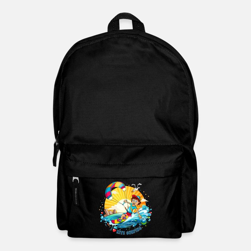 Bunte Illustration eines Kitesurfers - Rucksack - Schwarz
