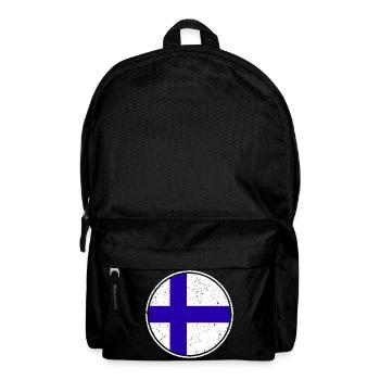 Finnish Flag — Distressed Style & in a Circle - Backpack - black - Front