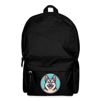 Norwegian Elkhound Dog Breed Cartoon Kawaii - Backpack - black - Front