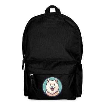 Samoyed Dog Breed Cartoon Character Kawaii Clipart - Backpack - black - Front