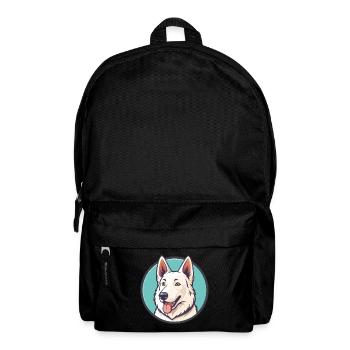White Shepherd Dog Breed Cartoon Kawaii Clipart - Backpack - black - Front