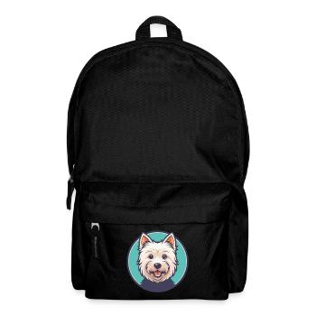 West Highland White Terrier Hund Rasse Cartoon Haustier - Rucksack - Schwarz - Vorne