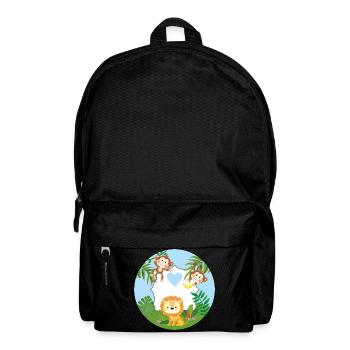 Freundschaft - Kleine Äffchen & Löwe  - Rucksack - Schwarz - Vorne