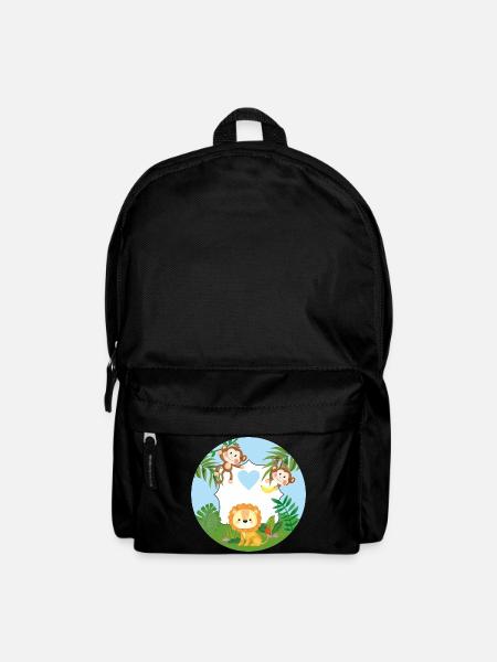 Freundschaft - Kleine Äffchen & Löwe - Rucksack - Schwarz