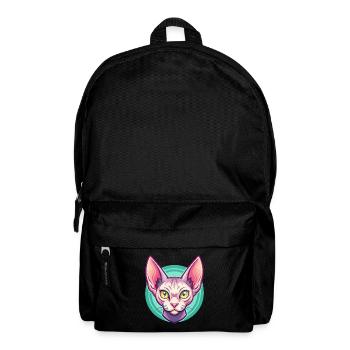 Red Devon Rex Cat Breed Cartoon Kawaii Animal Pet - Backpack - black - Front