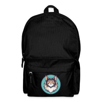 German Longhair Cat Breed Cartoon Kawaii Animal - Backpack - black - Front