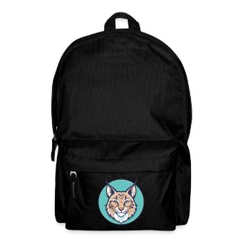 Eurasian Lynx Cat Breed Cartoon Kawaii Animal Pet - Backpack - black - Front