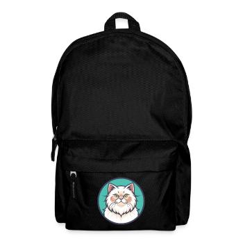 Blanc à poil long chat persan race dessin animé Kawaii - Sac à dos - noir - Devant