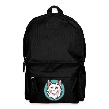 Turkish Angora Cat Breed Cartoon Kawaii Animal Pet - Backpack - black - Front
