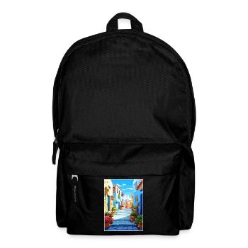 Chefchaouen Morocco Vintage Travel Poster Souvenir - Backpack - black - Front