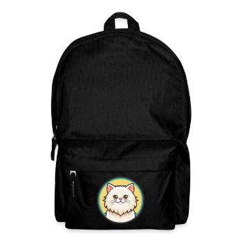 Weiße Langhaarkatze Rasse Karikatur Kawaii - Rucksack - Schwarz - Vorne