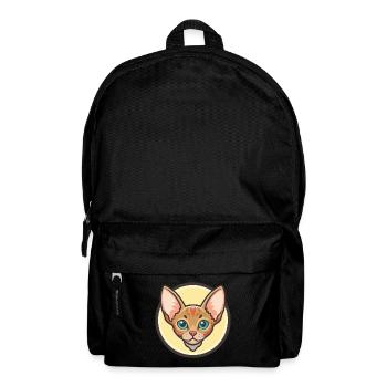 Red Devon Rex Cat Breed Cartoon Kawaii Animal Pet - Backpack - black - Front