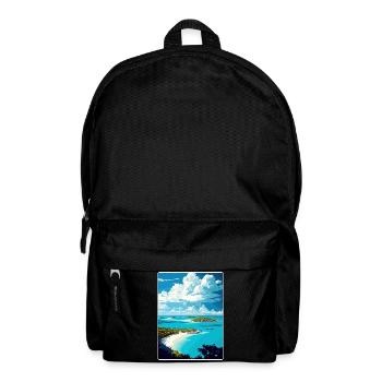 Barbuda Caribbean Travel Poster Souvenir Paint WPA - Backpack - black - Front