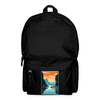 Ha Long Bay Vietnam Islands Travel Poster Souvenir - Backpack - black - Front