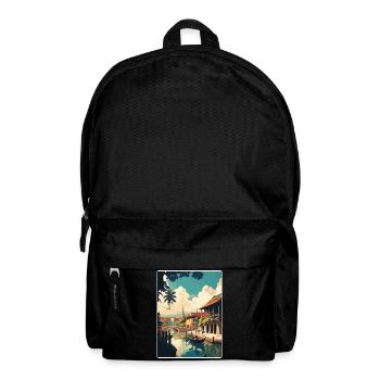 Hoi An Vietnam Travel Poster Souvenir Painting WPA - Backpack - black - Front