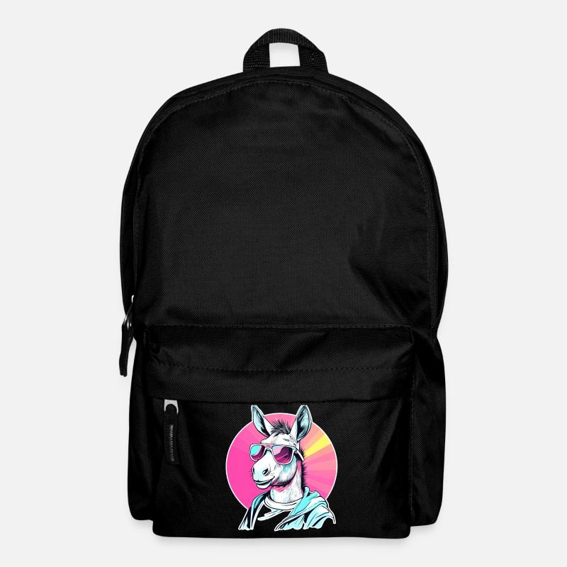 Pop Art Donkey with Sunglasses Pullover Hoodie - Backpack - black