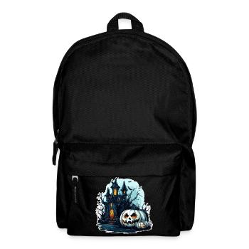 Spukhaus mit leuchtenden Kürbissen - Rucksack - Schwarz - Vorne