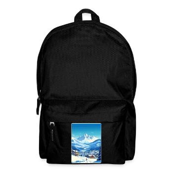 Chamonix Ski Skiing Vintage Travel Poster Souvenir - Backpack - black - Front
