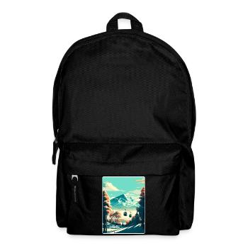 Niseko Ski Skiing Travel Poster Souvenir Paint WPA - Backpack - black - Front