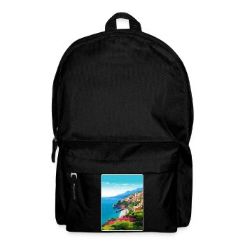 Amalfi Italy Travel Poster Souvenir Postcard Paint - Backpack - black - Front